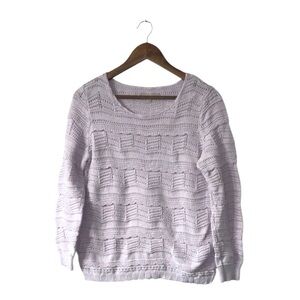 Loft Lavender Purple Knit Sweater Ruffles Baby Doll Easter Pastel Pretty Large